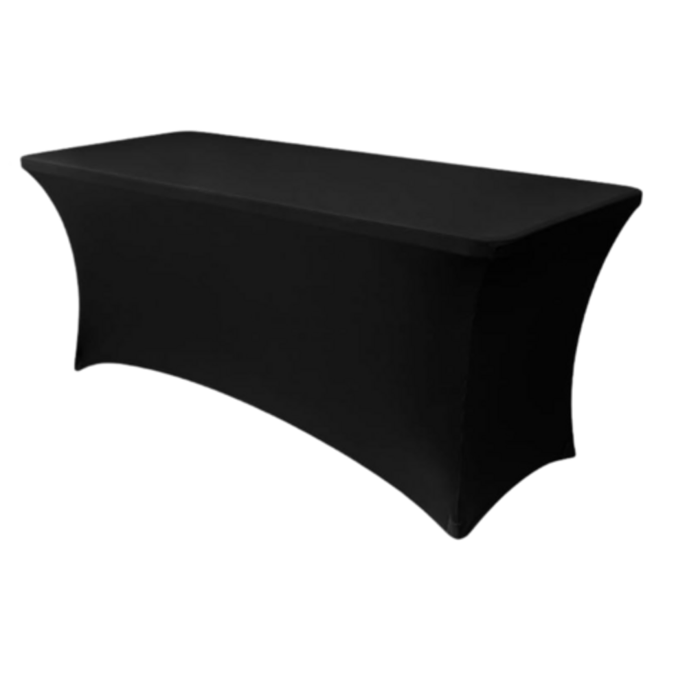 6ft Rectangular Table Black Spandex Cover